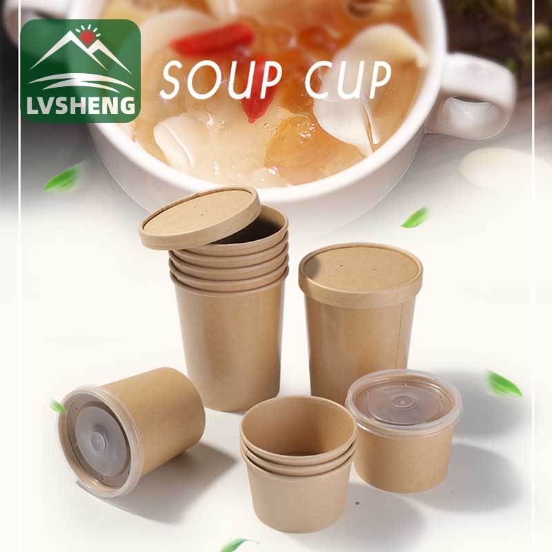 Kraft Paper Soup Bowl With Lid