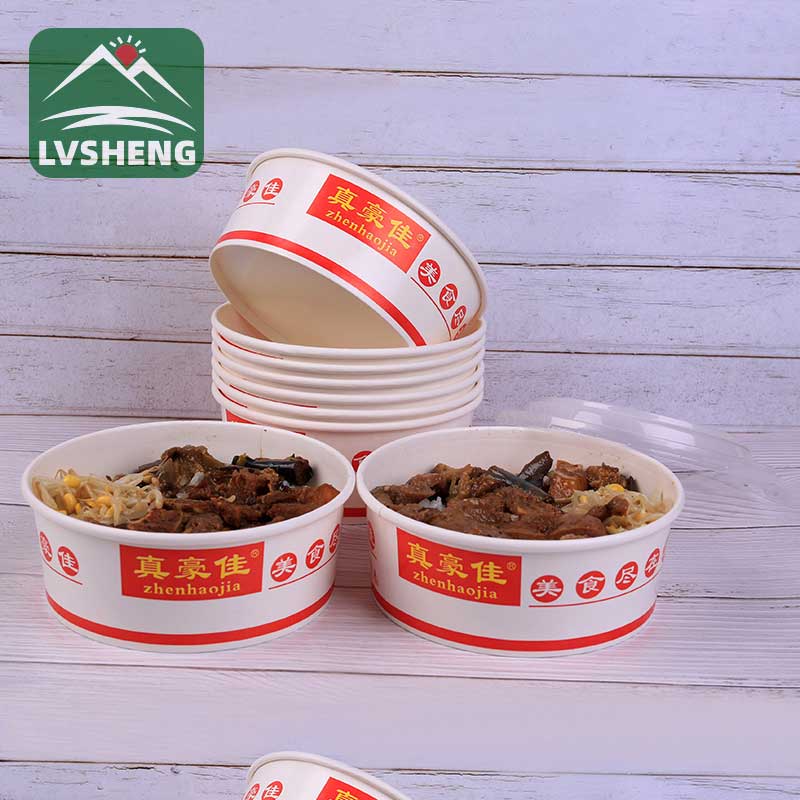 Disposable Bowl White Paper With Lid 1300ml