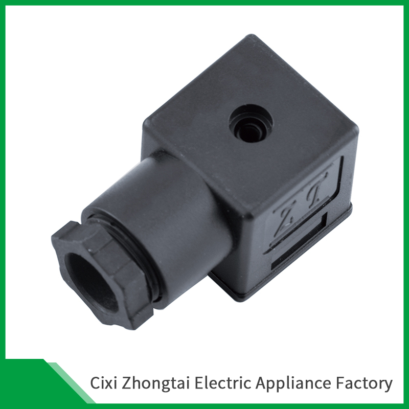 Form A Black A14 B12 DIN Solenoid Valve Connector Without Led