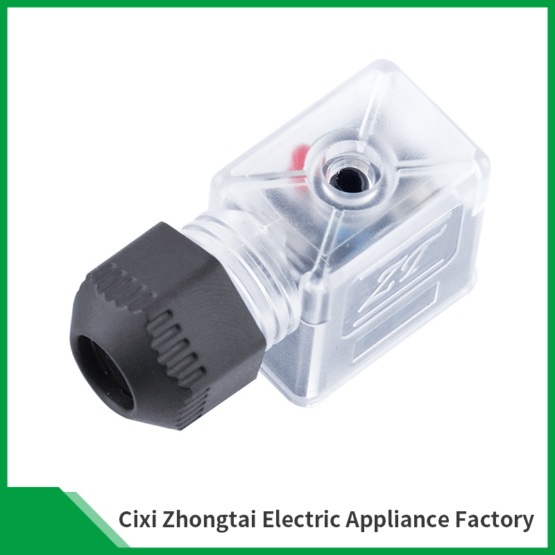 Form B AC DC Transparent DIN Solenoid Valve Connector With Led