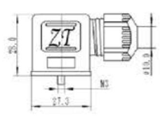 Forma A A14 s vonkajším závitom DIN konektor solenoidového ventilu bez LED Vodotesný IP67