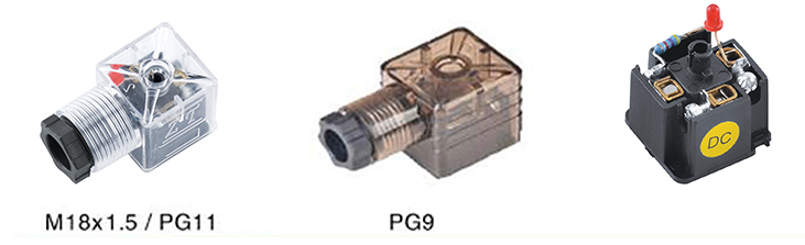 Konektor solenoidového ventilu formy A JG s LED