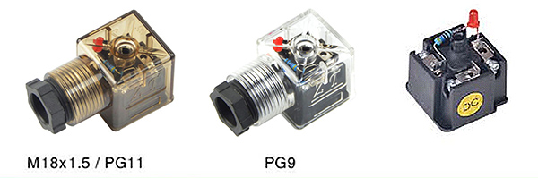 Forma A PG9 PG11 Priehľadný DIN konektor solenoidového ventilu s LED