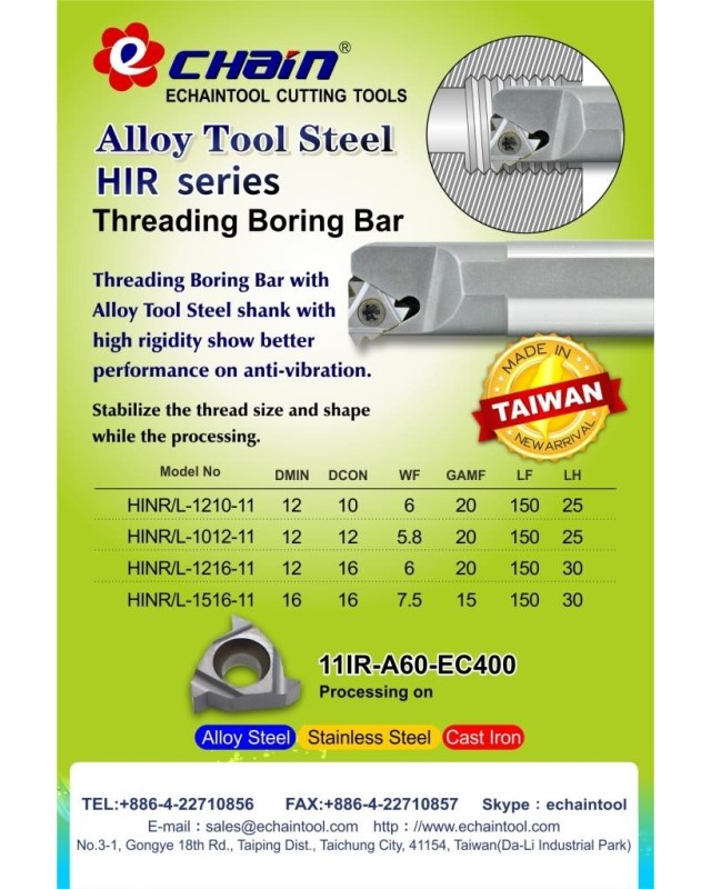 Alloy Tool Steel Threading Boring Bar HIR series