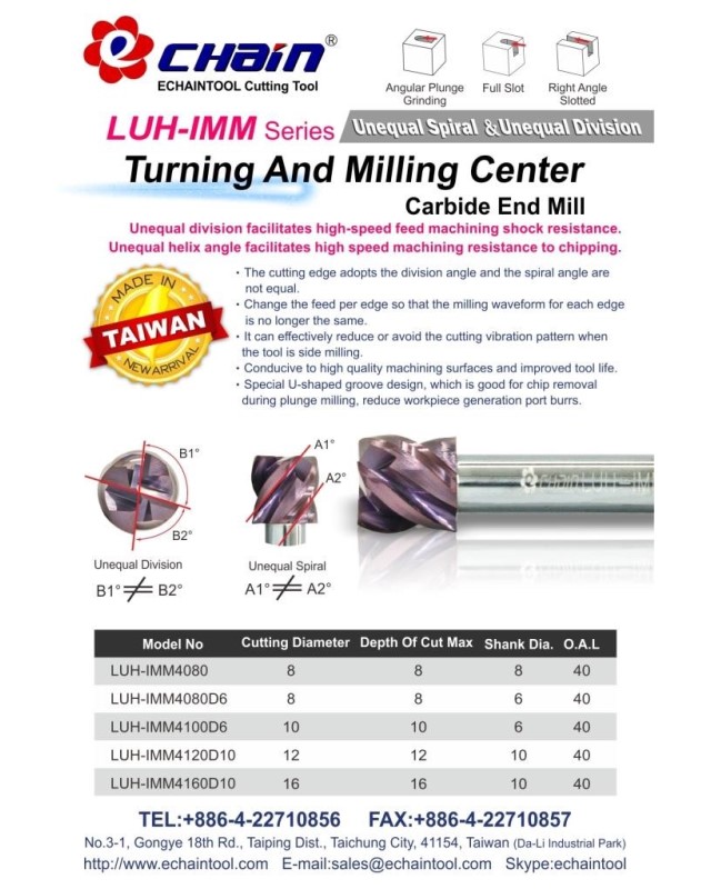 Turning and Milling Center Carbide end mill LUH-IMM series