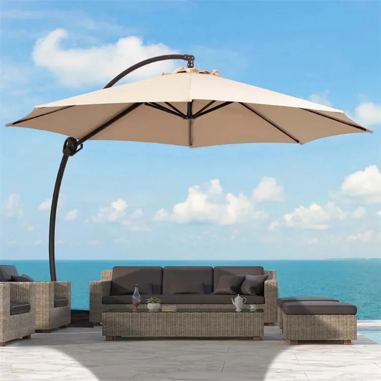 11FT Curvy Cantilever Patio Offset Hanging Umbrella