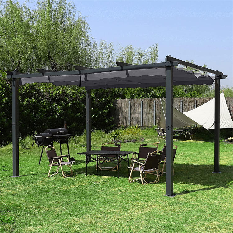 13 x 10 Ft Aluminum Outdoor Retractable Canopy Grape Trellis Pergola