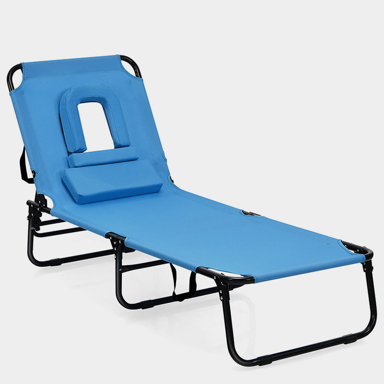Outdoor Folding Beach Chaise Lounge Chair