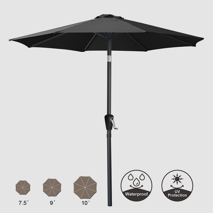 استخدام مظلة طاولة الفناء مع إمالة وكرنك