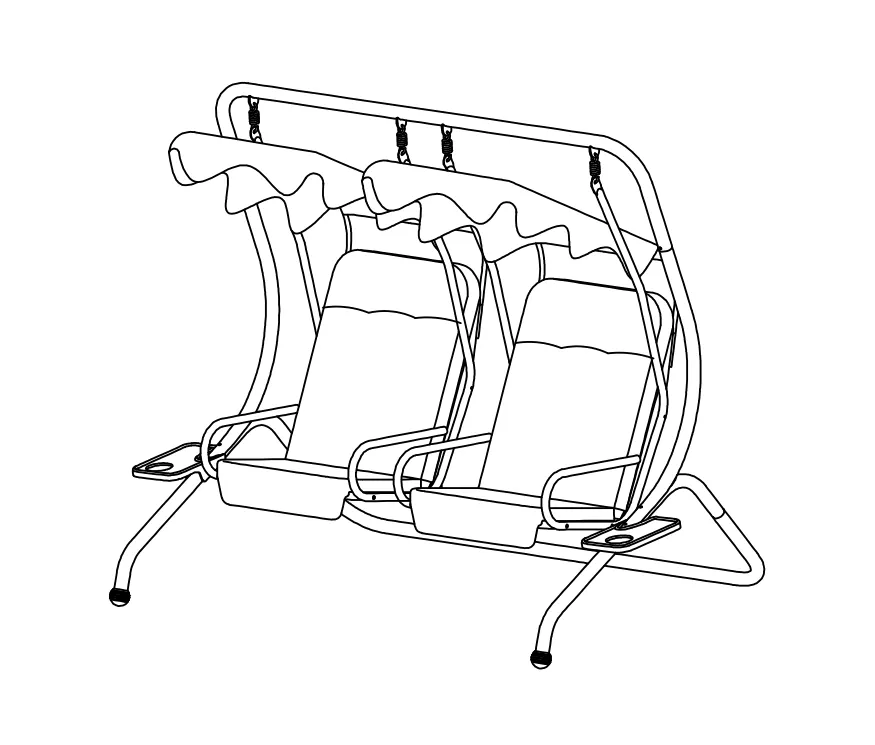 2 Person Baldakin Stål Veranda Swing Monteringsveiledning