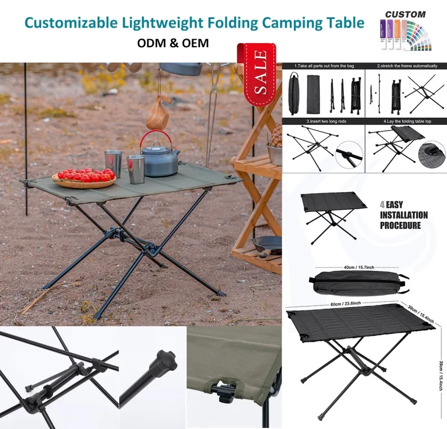 Mahuhugasan na Tela Compact Portable Camping Table