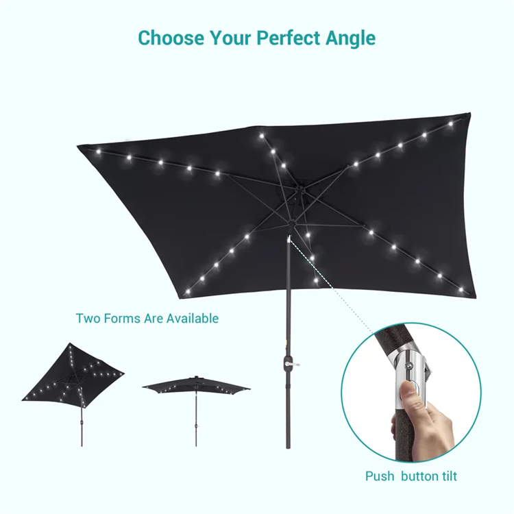 10x 6.5FT Lighted Rectangular Market Umbrella