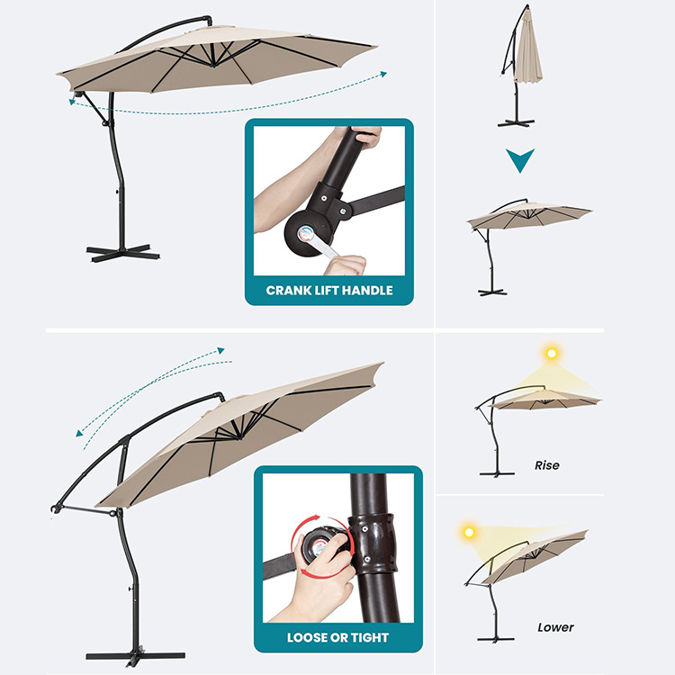 9 x 9 ft Hanging Offset Patio Cantilever Umbrella