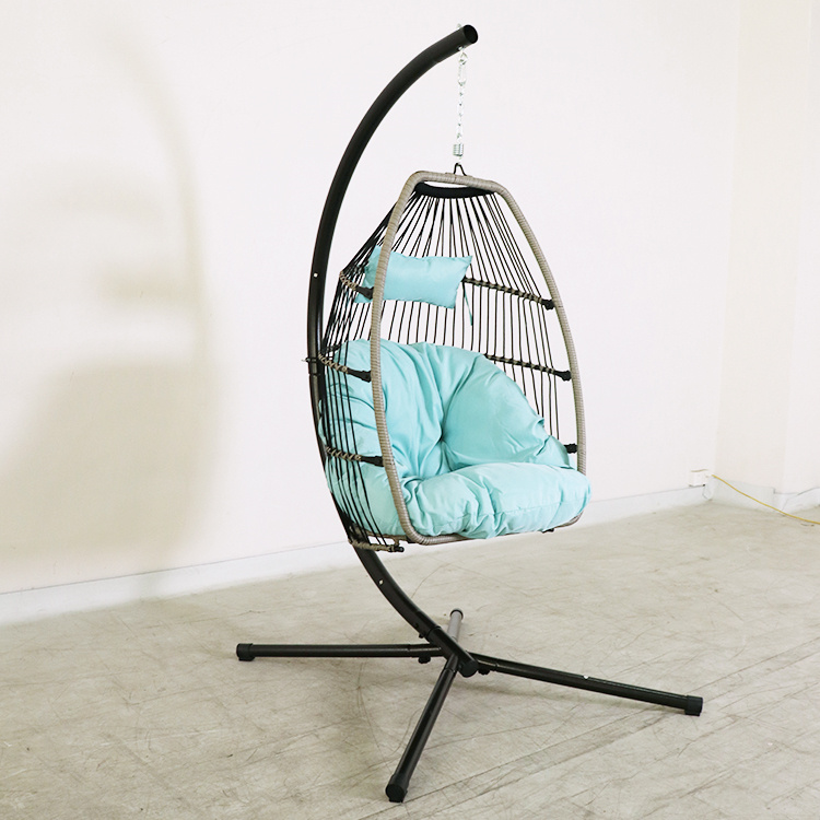 Склопива ПЕ плетена столица за јаје на трему