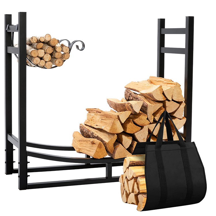 Brandhout Log Rack met houten houder
