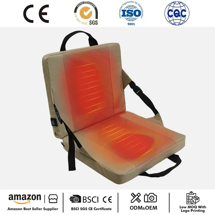 Heated Reclining Folding Stadium Seat with Cushion