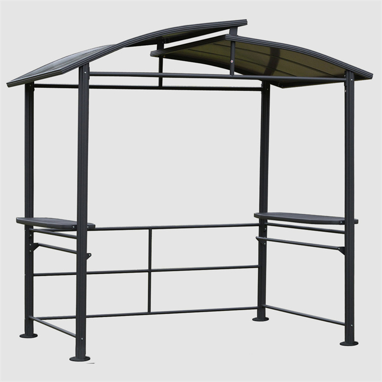 8' x 5' BBQ Patio Canopy Gazebo Hardtop with Interlaced Polycarbonate Roof
