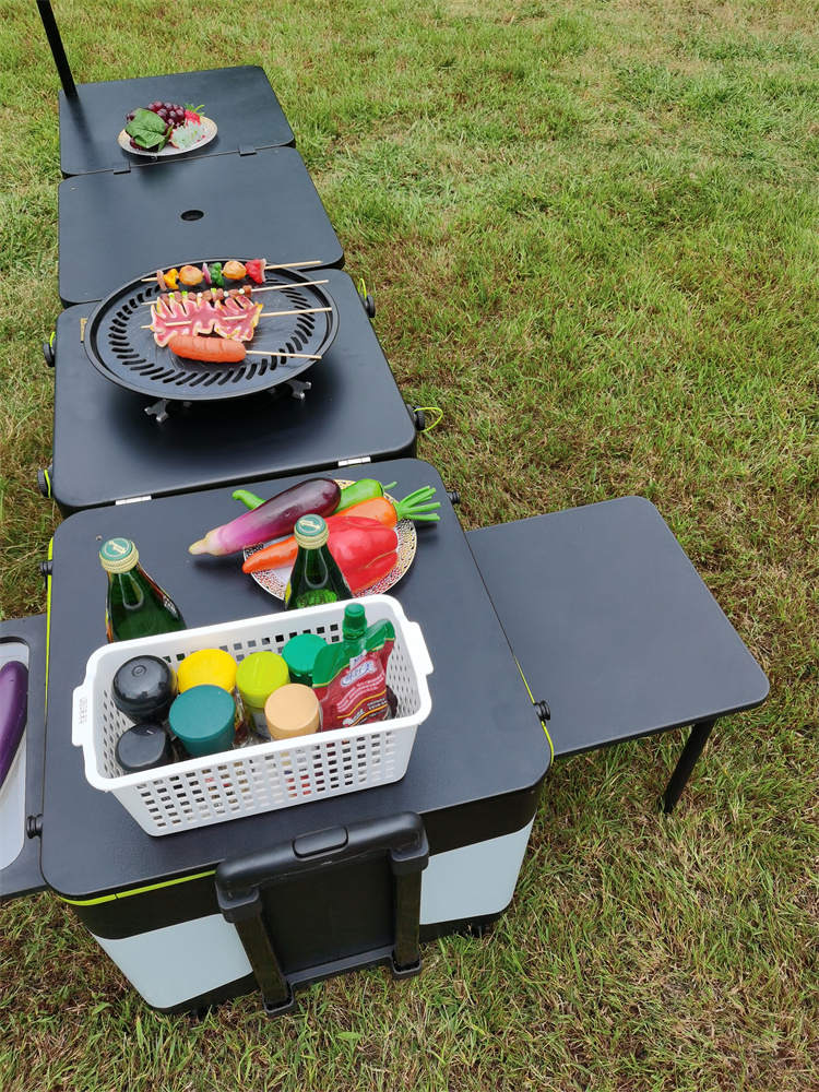 Outdoor Folding Camping Cooking Station Tables Storage Organizer