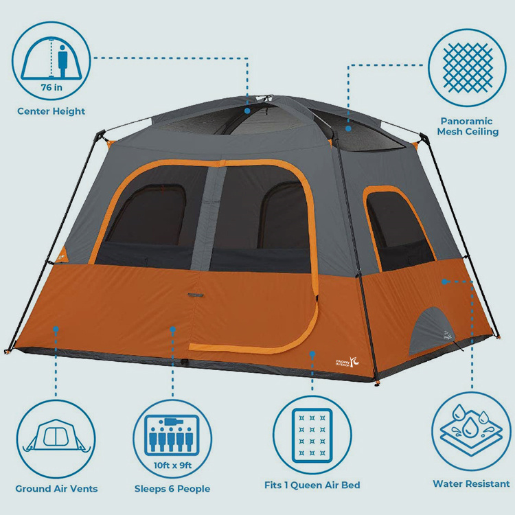 6 - HenkilöDouble Deck Camping Teltta
