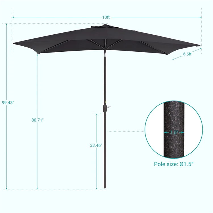 10x 6.5FT Rectangular Market Umbrella