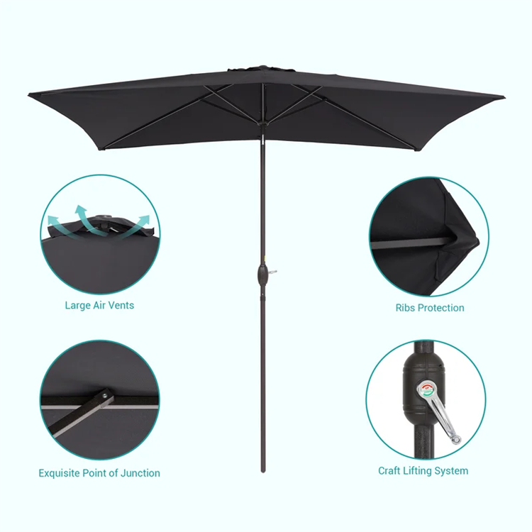 10x 6.5FT Rectangular Market Umbrella