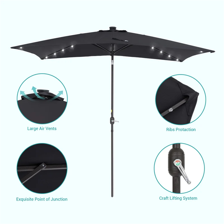 10x 6.5FT Lighted 長方形 Market Umbrella