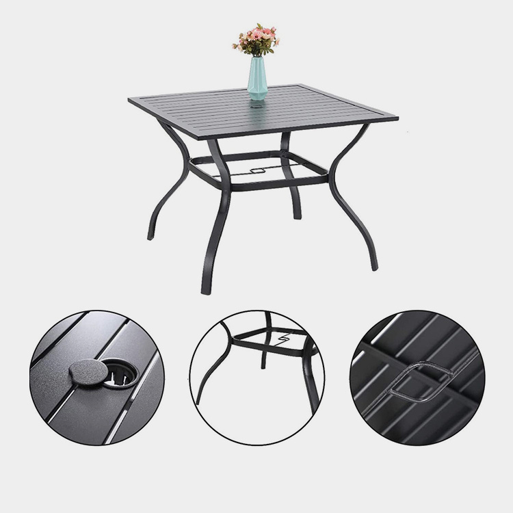 YM Outdoor5ピースパティオダイニングセットwith 4pcs C-Spring dining chairs and 1-Piece Square 金属 Dining Table 適切 