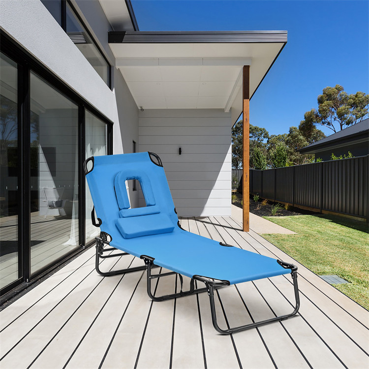 Outdoor Folding Beach Chaise Lounge Chair