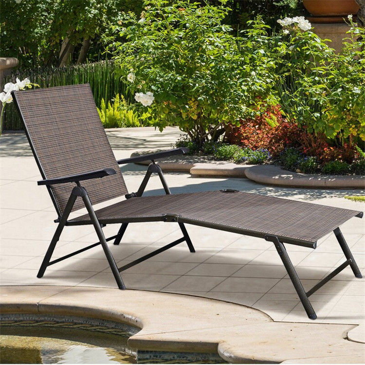 Outdoor Chaise Lounge 7 Position Foldable Aluminium Sun Lounger Stackable