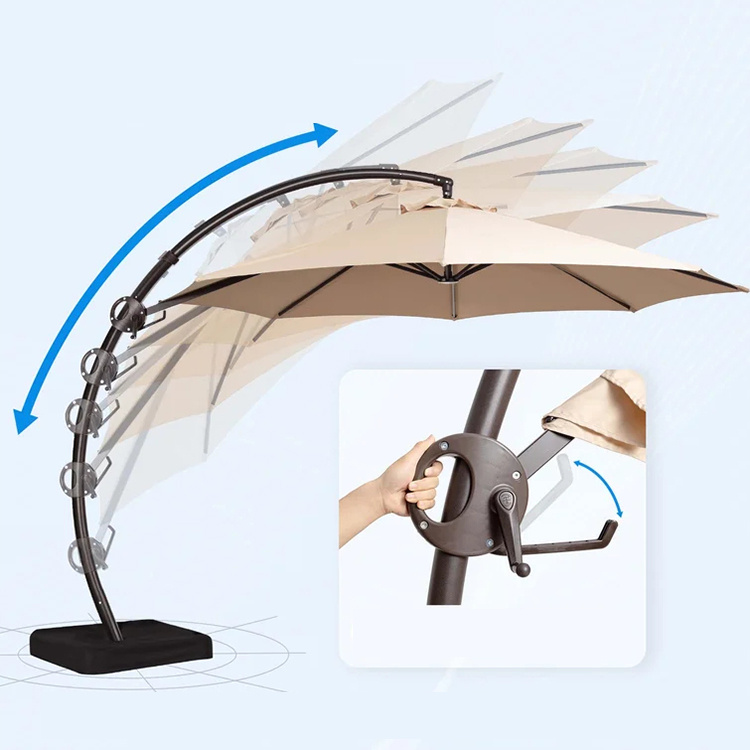 11FT Curvy Cantilever Patio Offset Hanging Umbrella
