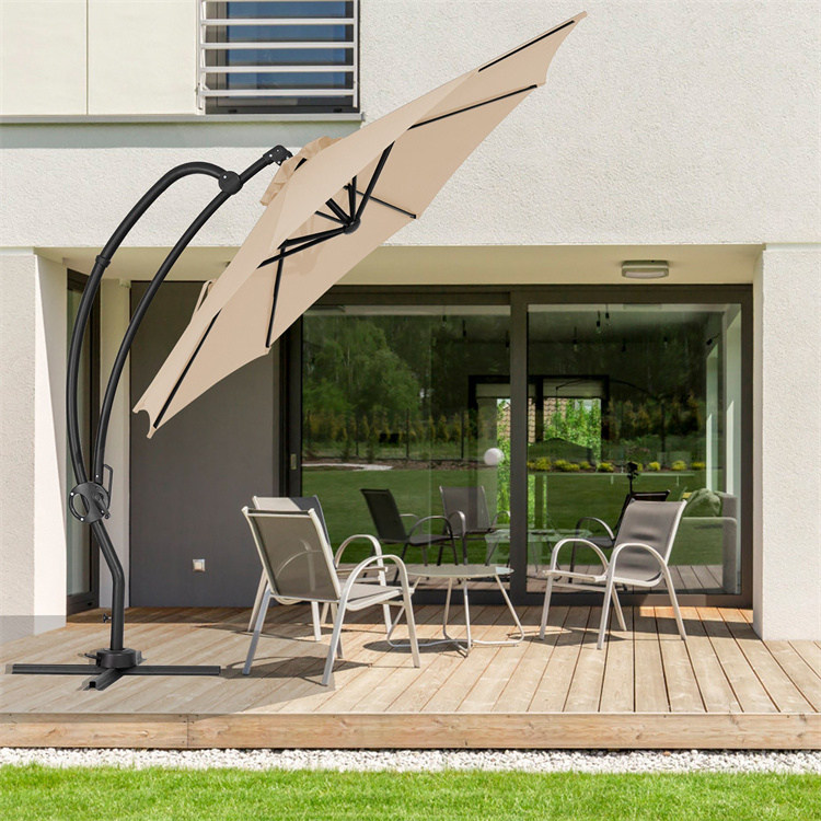10ft Patio S shape Hanging Offset Cantilever Umbrella