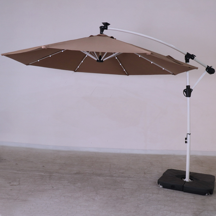 Newest 10FT Patio Cantilever Solar LED Umbrella