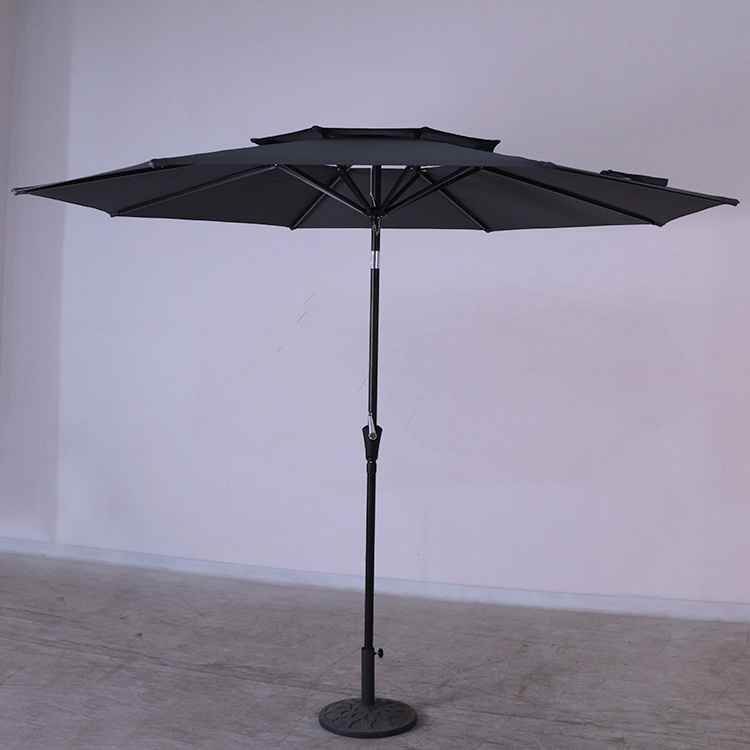 YM 10FT Patio మార్కెట్ గొడుగు Outdoor Table Umbrella Double-roof Adjustable Angle Folding Umrella with Crank టిల్ట్ మరియు హ్యాండ్ క్రాంకింగ్ 