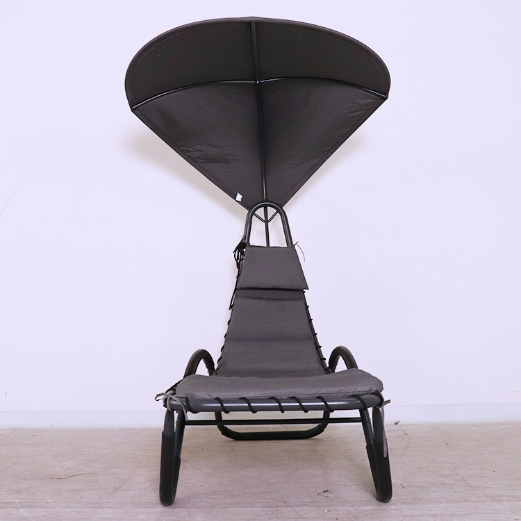 YM आउटडोर Hanging Chaise Lounger Chair Patio Porch Arc Swing Hammock Chair कुशनको साथ क्यानोपी