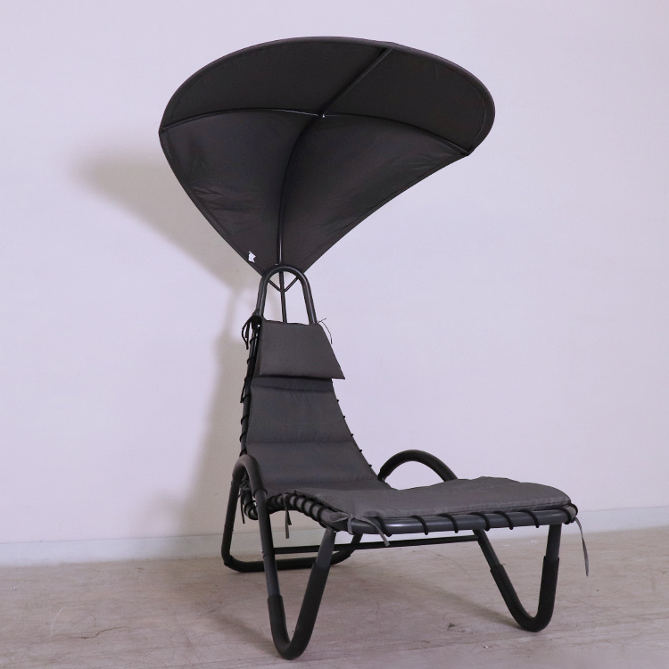 YM आउटडोर Hanging Chaise Lounger Chair Patio Porch Arc Swing Hammock Chair कुशनको साथ क्यानोपी