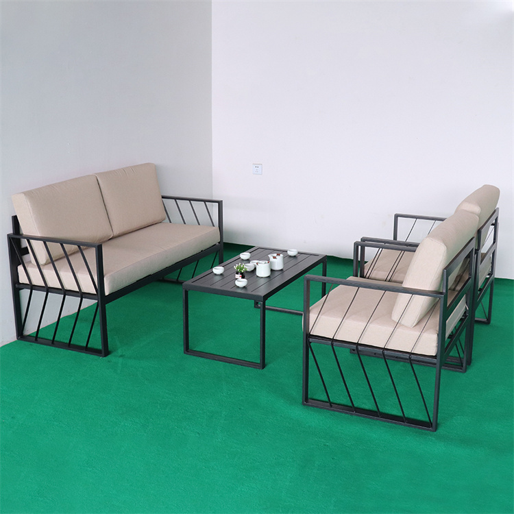 5PCS Patio Rattan Sofa Ottoman Furniture Set Outdoor Garden Lawn Wicker Rattan Conversation Sofa Set W/Cushions (Orange)