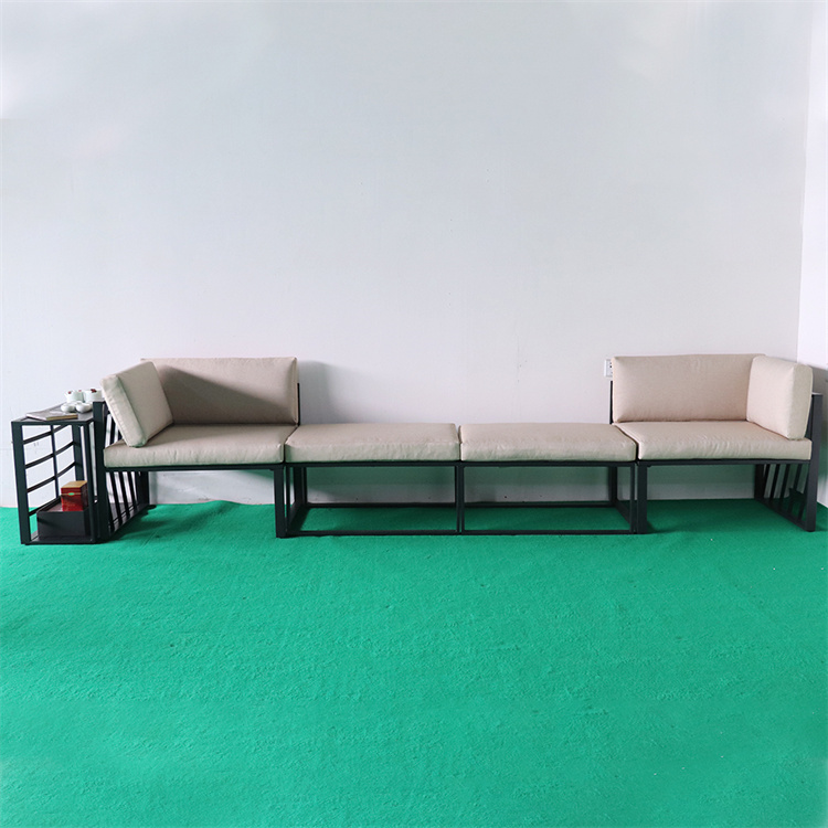 YM New 5Pieces Patio Conversation Set Outdoor Furniture Set Black Metal Sectional Sofa