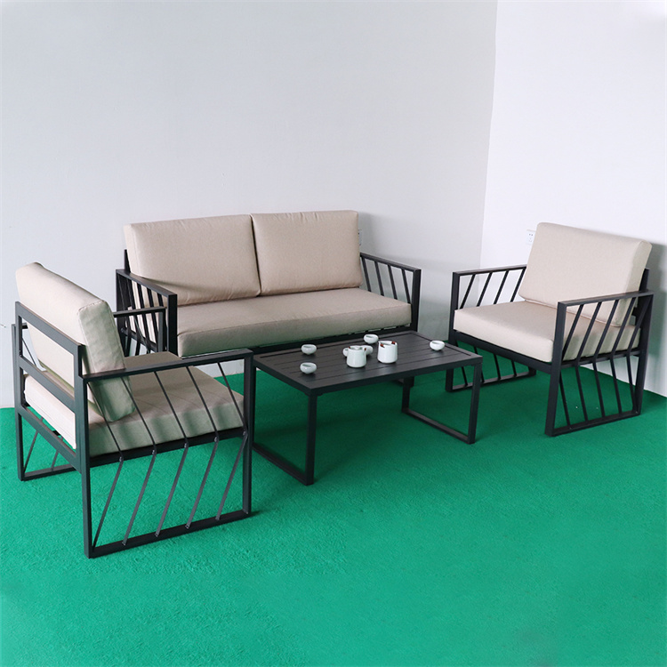 5PCS Patio Rattan Sofa Ottoman Furniture Set Outdoor Garden Lawn Wicker Rattan Conversation Sofa Set W/Cushions (Orange)