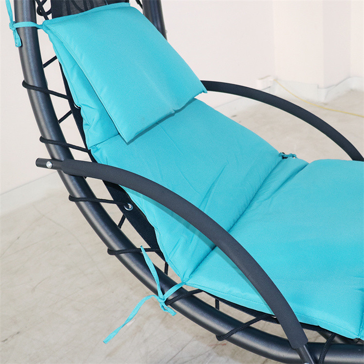 YM Outdoor Hanging Chaise Floating Lounge Chair with Canopy Umbrella and Stand, Teal