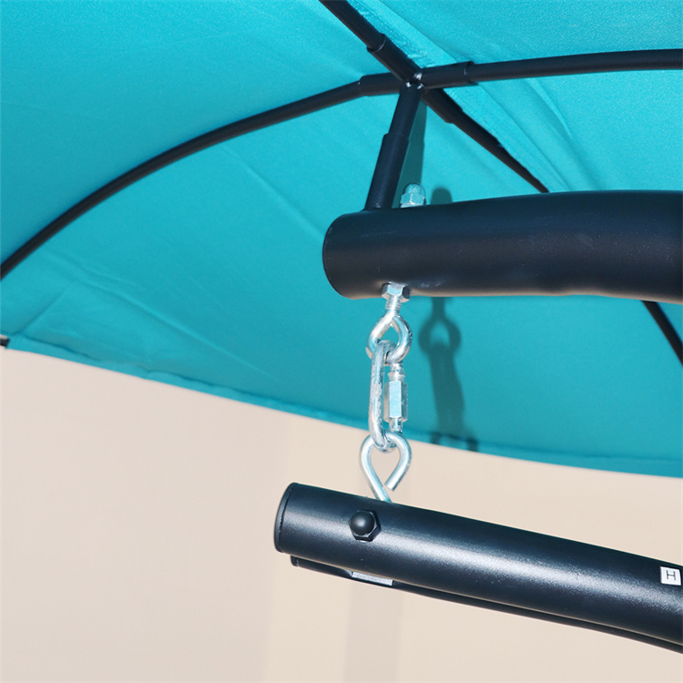 YM Outdoor Hanging Chaise Floating Lounge Chair with Canopy Umbrella and Stand, Teal