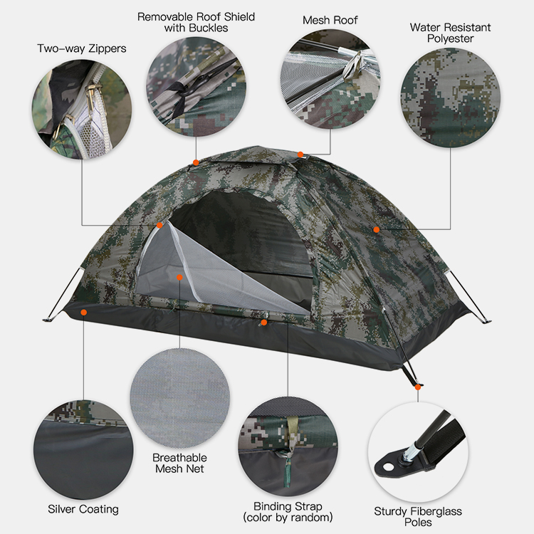 YM 야외 단일 레이어 캠핑 텐트 휴대용 텐트해변 낚시를 위한 자외선 차단 코팅