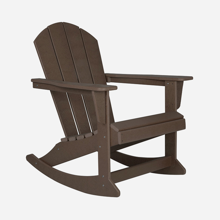 YM Outdoor Plastic Adirondack Rocking Chair for Patio Porch Seating, Dark Brown 