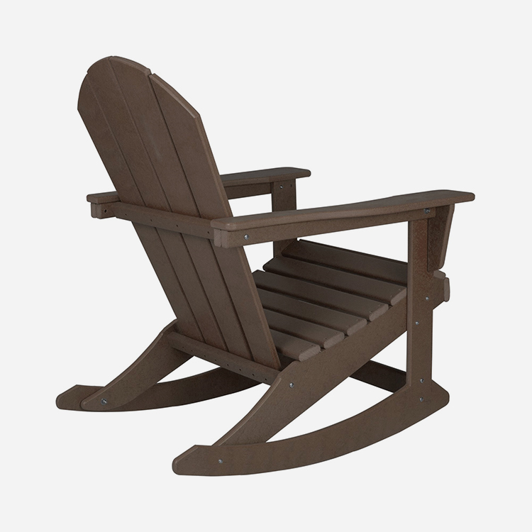 YM Outdoor Plastic Adirondack Rocking Chair for Patio Porch Seating, Dark Brown 