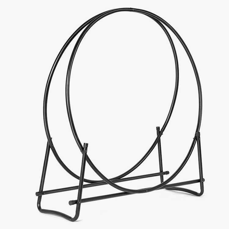 YM Tubular Steel Log Hoop Firewood Storage Rack Holder 丸型ディスプレイ