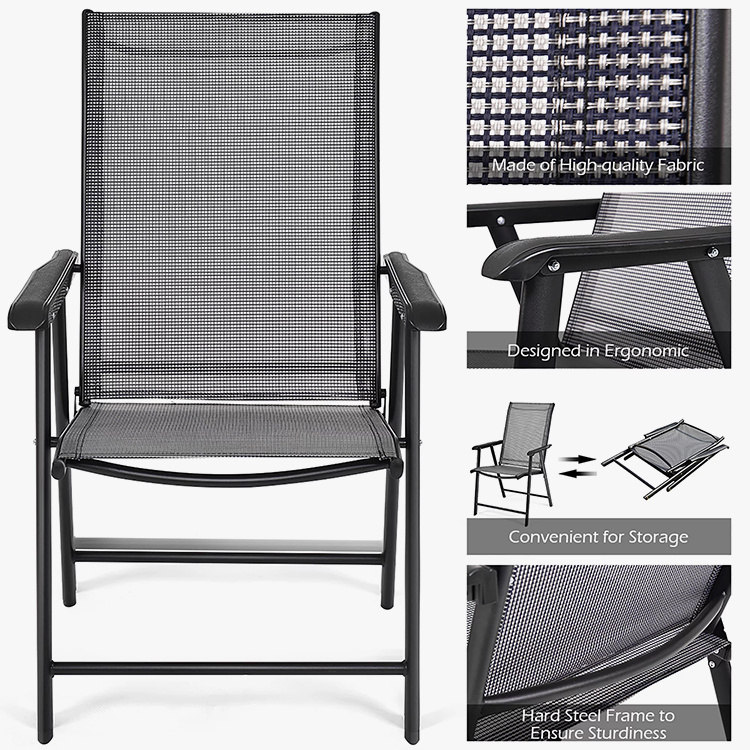 Patio Folding Deck with Armrest Dining Chairs