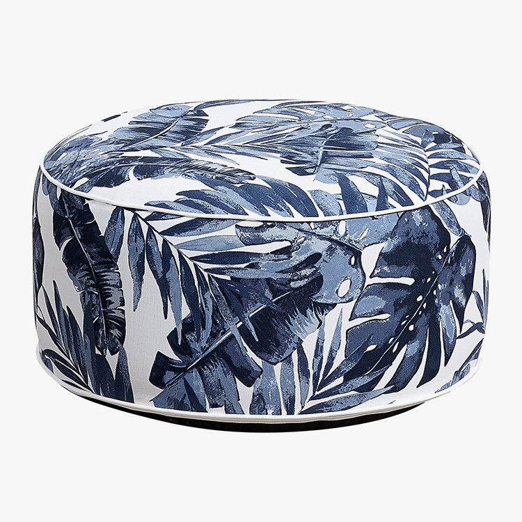 YM Inflatable Stool Ottoman Blue Leaf Used All Weather Resistant for Indoor or Outdoor, Kids or Adults, Camping or Home