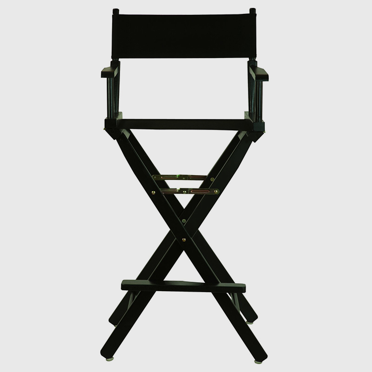 YM Portable Folding Director's Chair Black Wood Frame-with Black Canvas