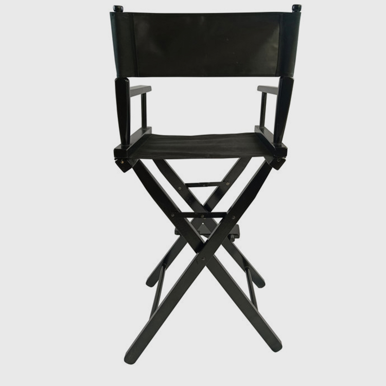 YM Portable Folding Director's Chair Black Wood Frame-with Black Canvas