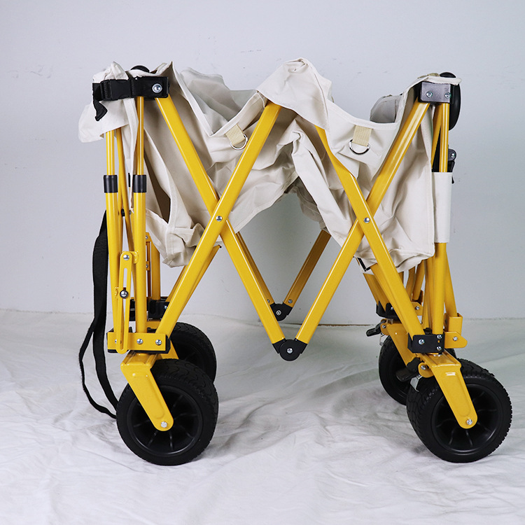 Outdoor Collapsible கடற்கரை வேகன் வண்டிwith Large Wheels