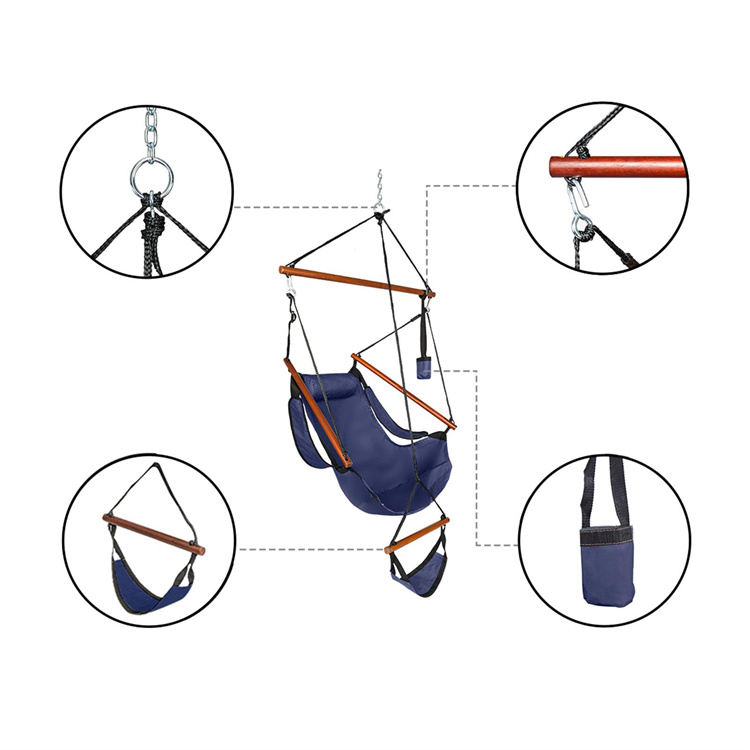 Hammock Chair Macrame Swing, Hanging Polyester White Rope Hammock Swing Chair for Indoor and Outdoor Use